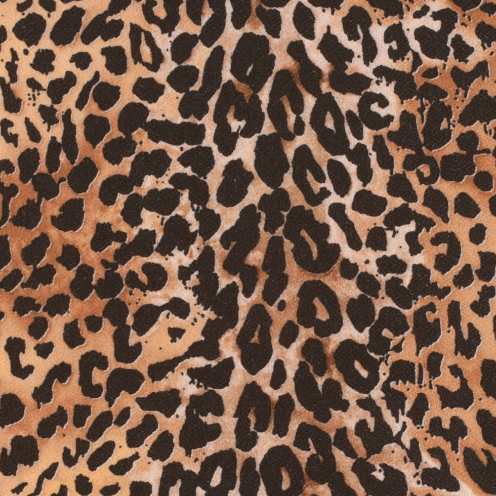 Brown/Black Cheetah Printed Micro-Polyester and Cotton