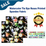 Watercolor Tie Dye Roses Printed Spandex Fabric