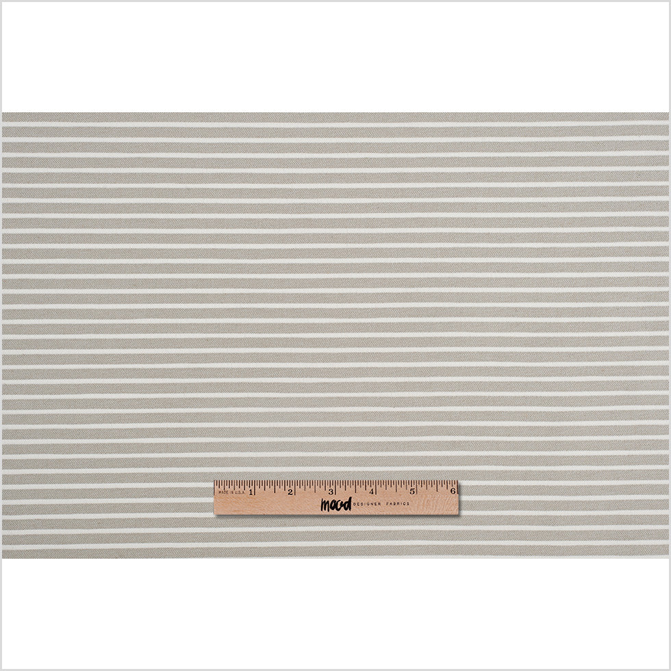 Spanish Beige/White Striped Polyester Blended Woven