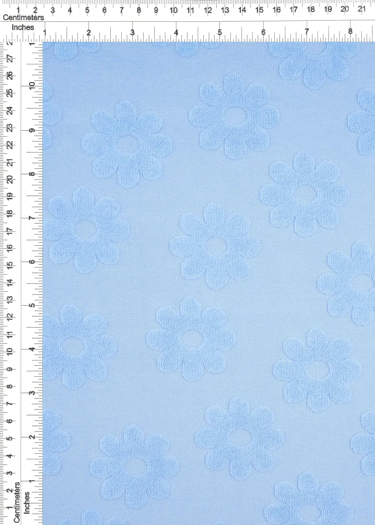 1 Yard Daisy Floral Towel Jacquard Knit Fabric 250 GSM, 58/60? Wide Polyester Spandex Blend