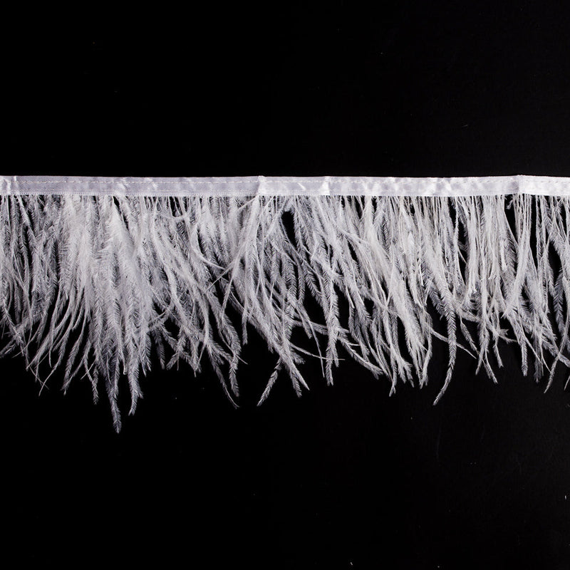 6" Single Ply White Ostrich Fringe