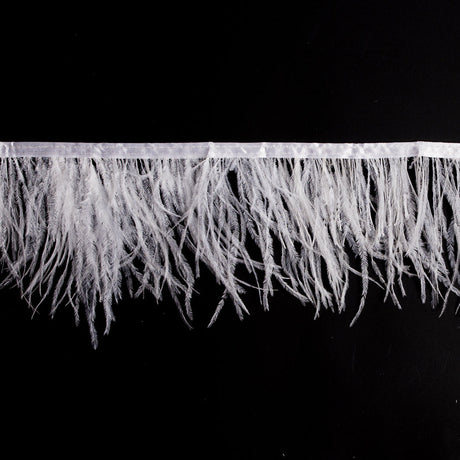 6" Single Ply White Ostrich Fringe