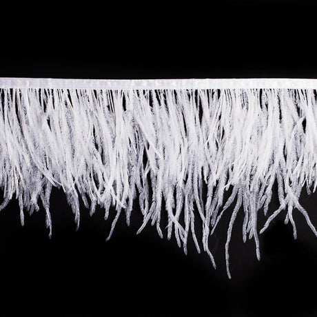 6" Single Ply White Ostrich Fringe