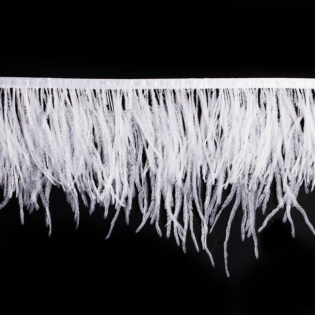 6" Single Ply White Ostrich Fringe