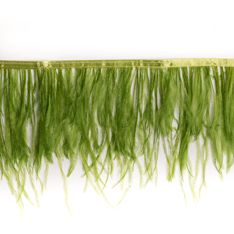 6" Single Ply Green Ostrich Fringe