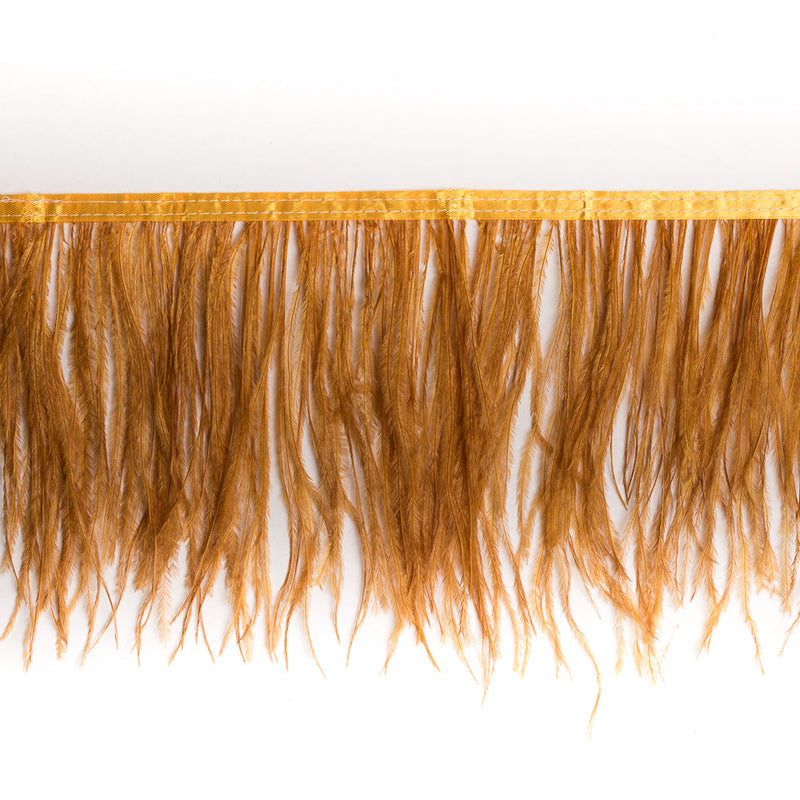 6" Single Ply Ochre Ostrich Fringe