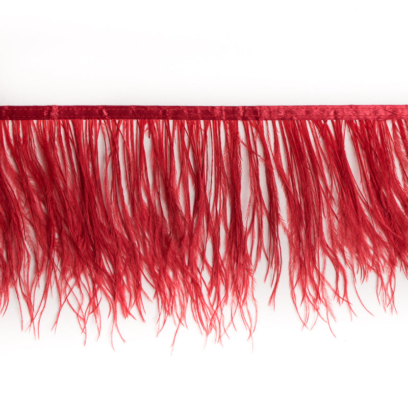 6" Single Ply Red Ostrich Fringe