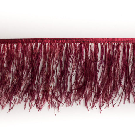 6" Single Ply Burgundy Ostrich Fringe