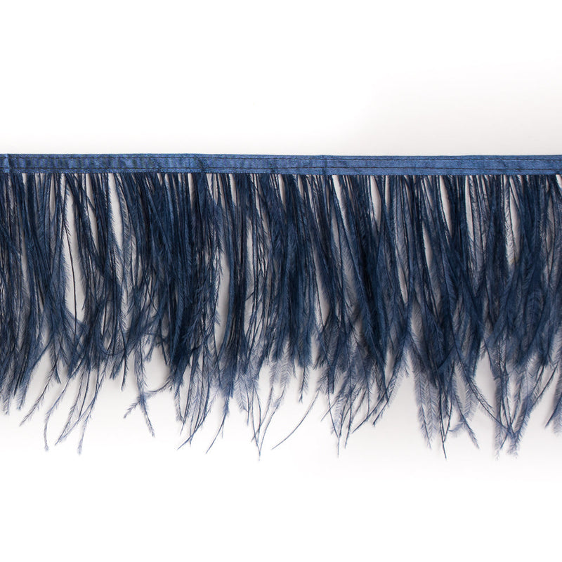 6" Single Ply Dark Navy Ostrich Fringe