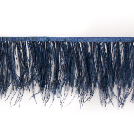6" Single Ply Dark Navy Ostrich Fringe
