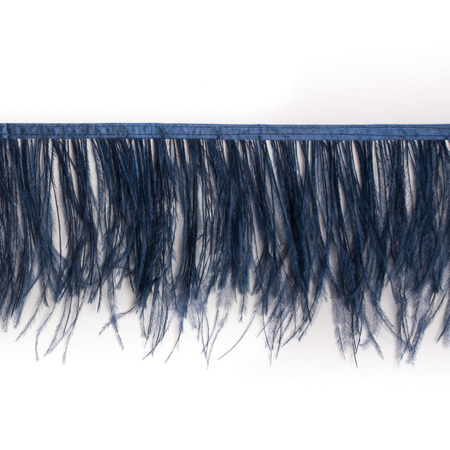 6" Single Ply Dark Navy Ostrich Fringe