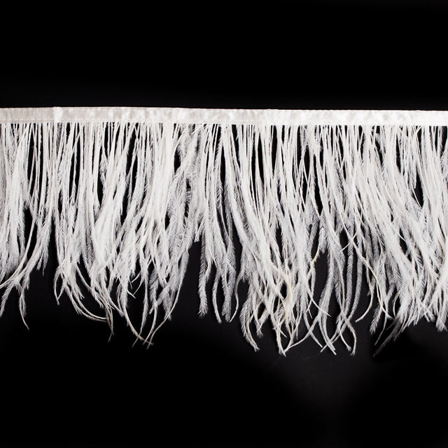 6" Single Ply Ivory Ostrich Fringe