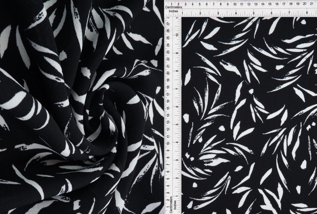 Cey Leaf Print Fabric 1 Yard Lightweight Drapey Polyester 58/59" Wide