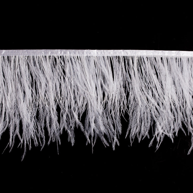 6" Double Ply White Ostrich Fringe