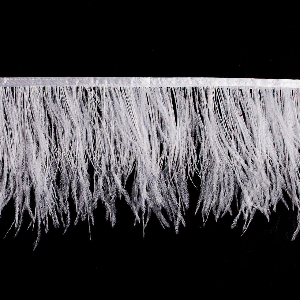 6" Double Ply White Ostrich Fringe