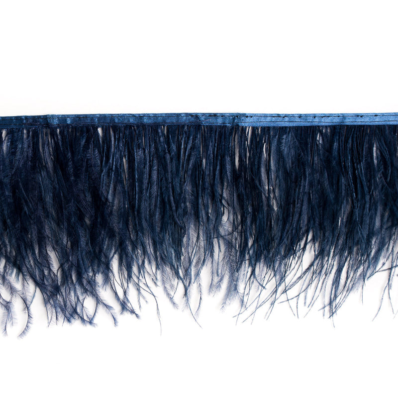 6" Double Ply Dark Navy Ostrich Fringe
