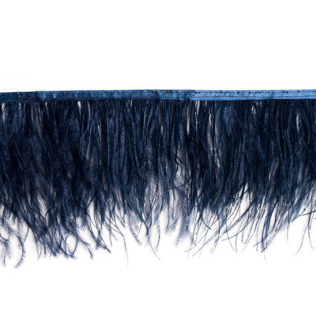 6" Double Ply Dark Navy Ostrich Fringe