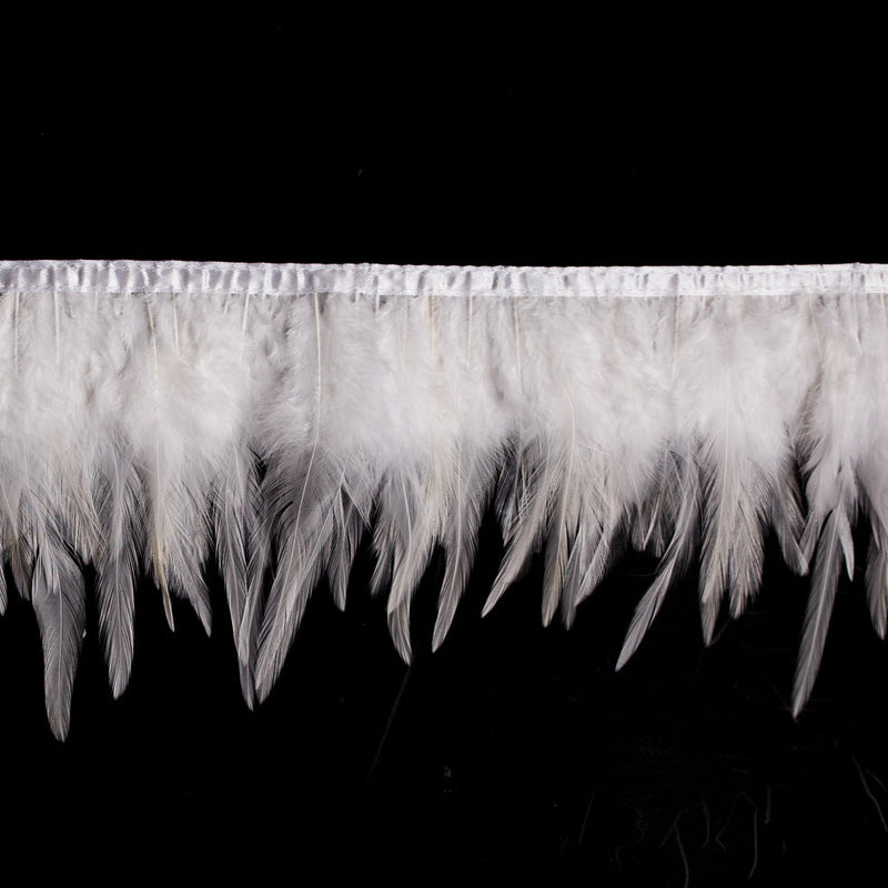 6" White Cock Feather Fringe