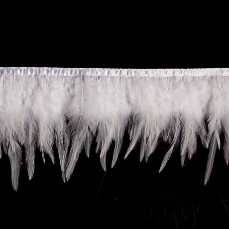 6" White Cock Feather Fringe