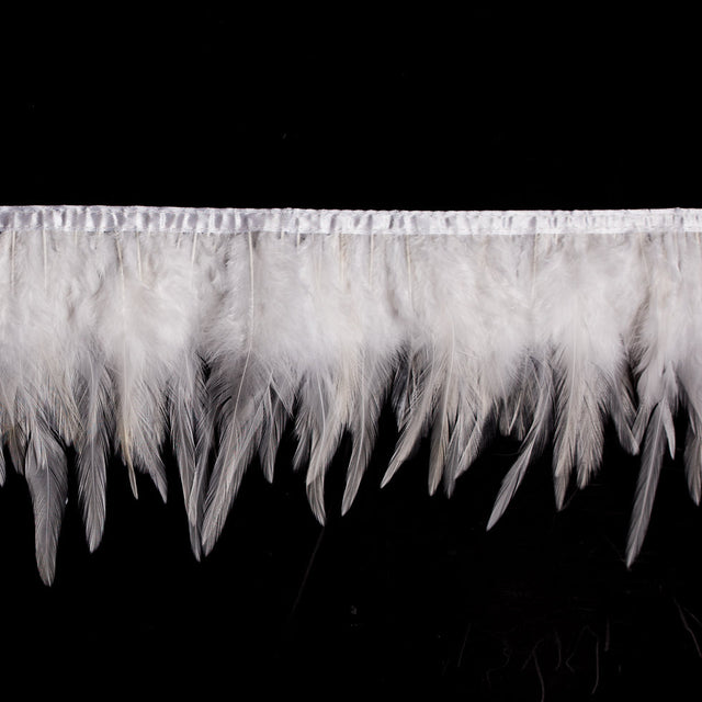 6" White Cock Feather Fringe