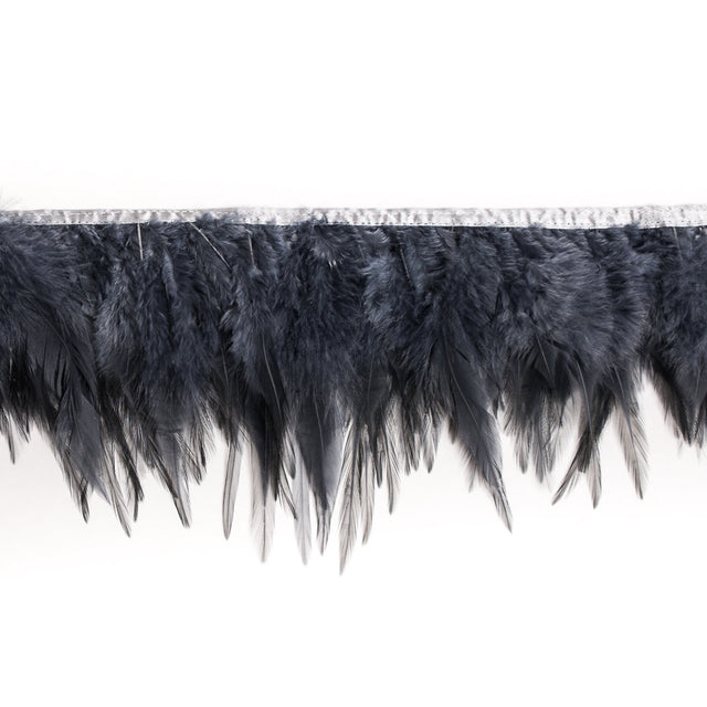 6" Dark Gray Cock Feather Fringe