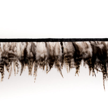 6" Brown/White Cock Feather Fringe
