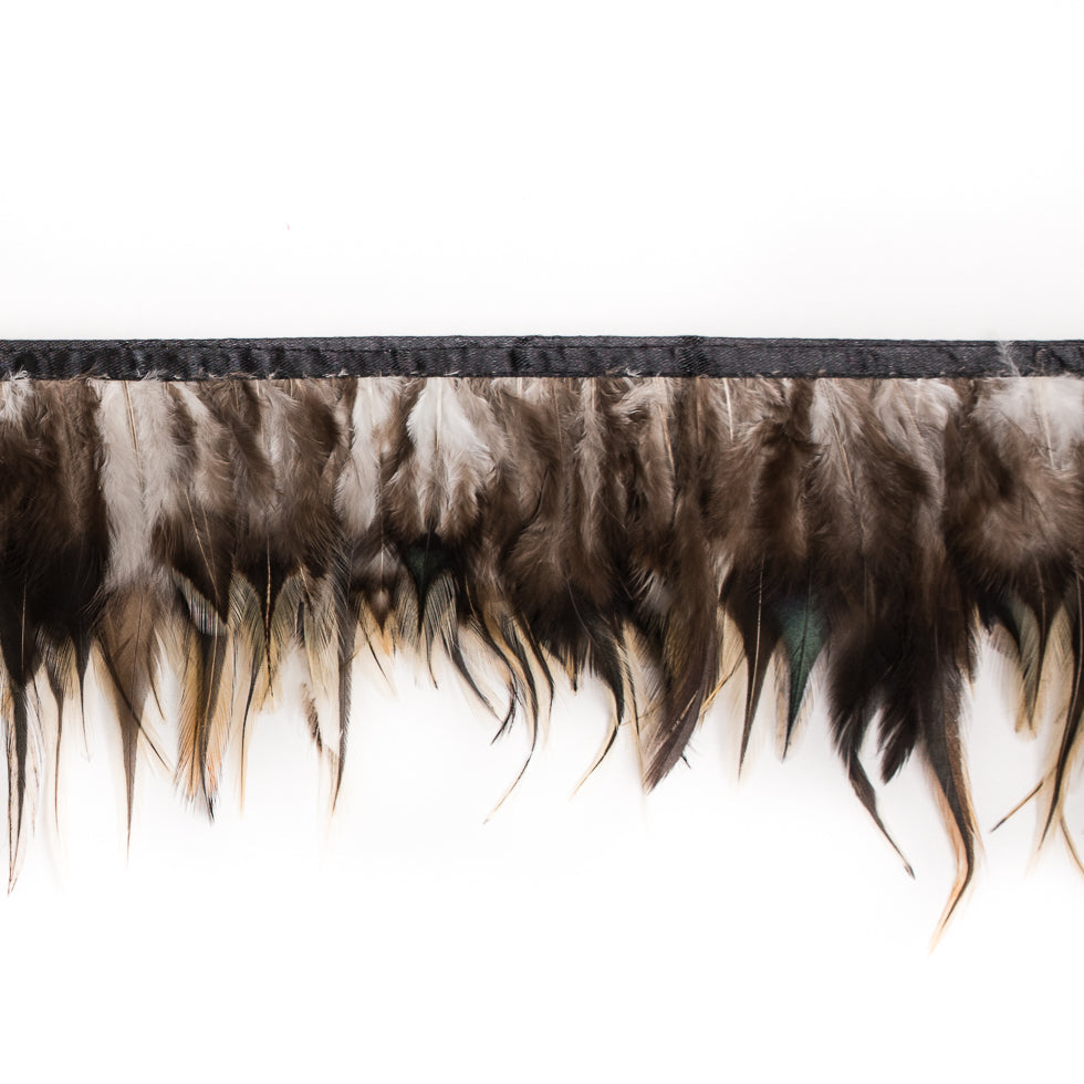 6" Brown to Yellow Cock Feather Fringe