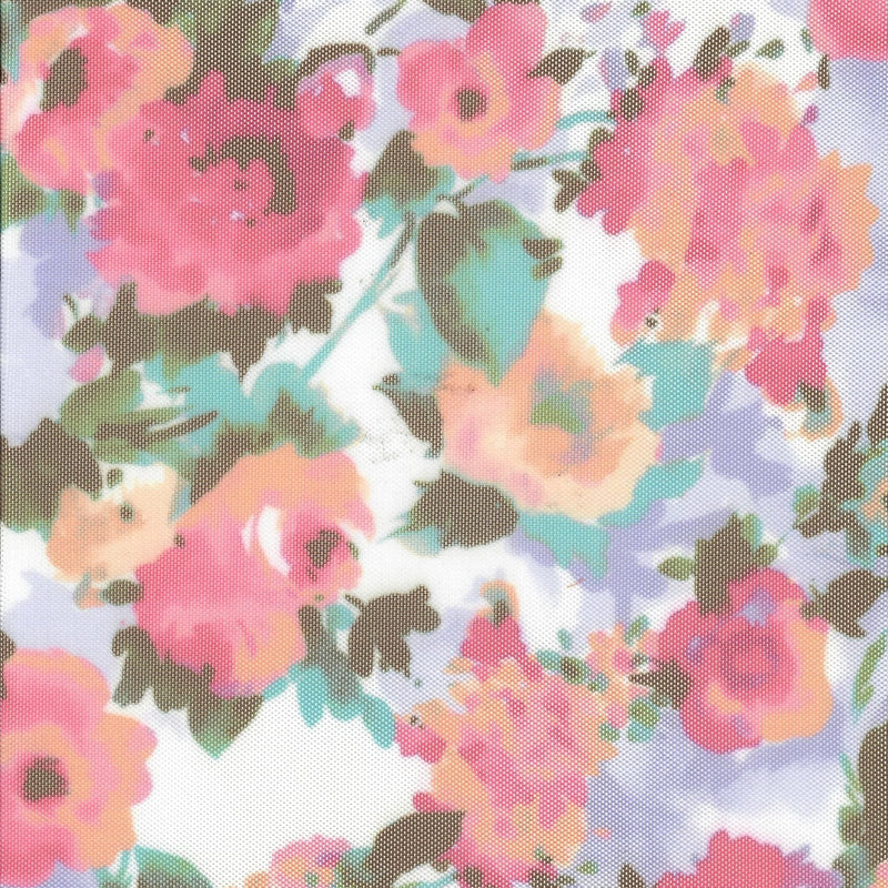 Floral Printed Mesh Fabric