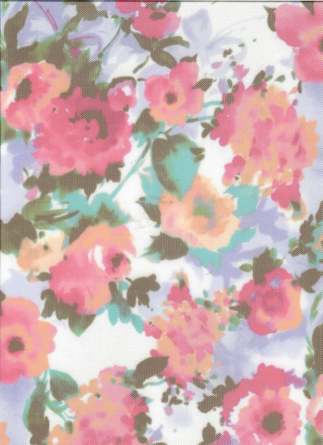 1 Yard Floral Digital Mesh Knit Fabric, 54? Wide Polyester Spandex Blend