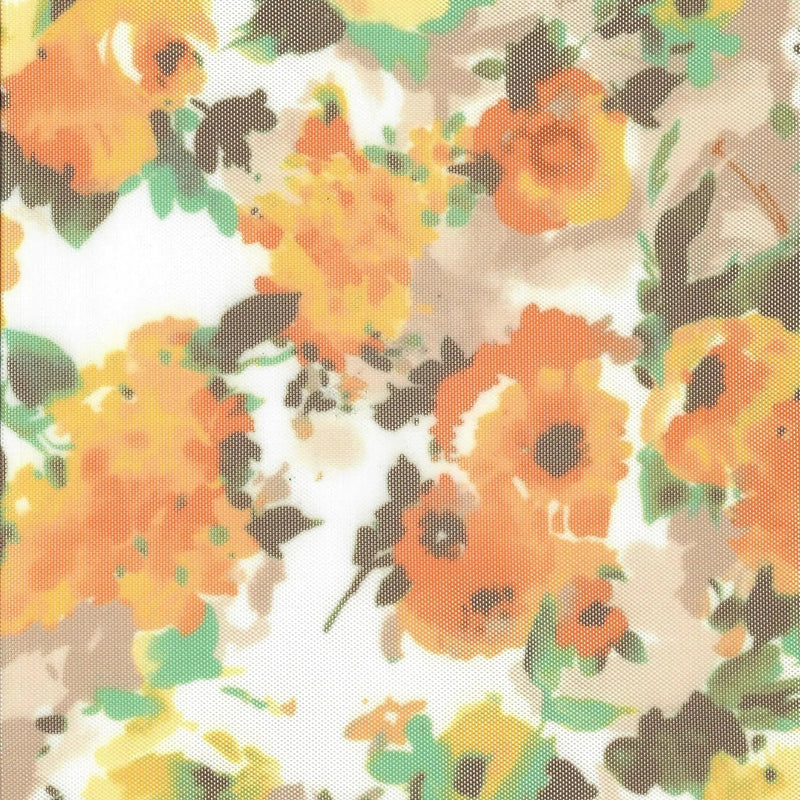 1 Yard Floral Digital Mesh Knit Fabric, 54'' Wide Polyester Spandex Blend