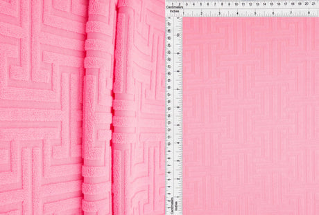 1 Yard Geometric Towel Jacquard Knit Fabric 58/59 Inch Wide Plush Heavyweight Textured Material for Robes & Home Décor