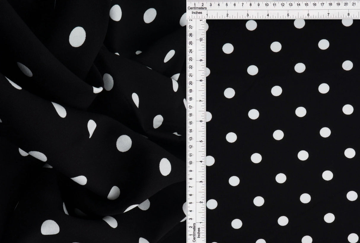 1 Yard Rayon Challis Polka Dot Print Fabric, 54? Wide 100% Rayon