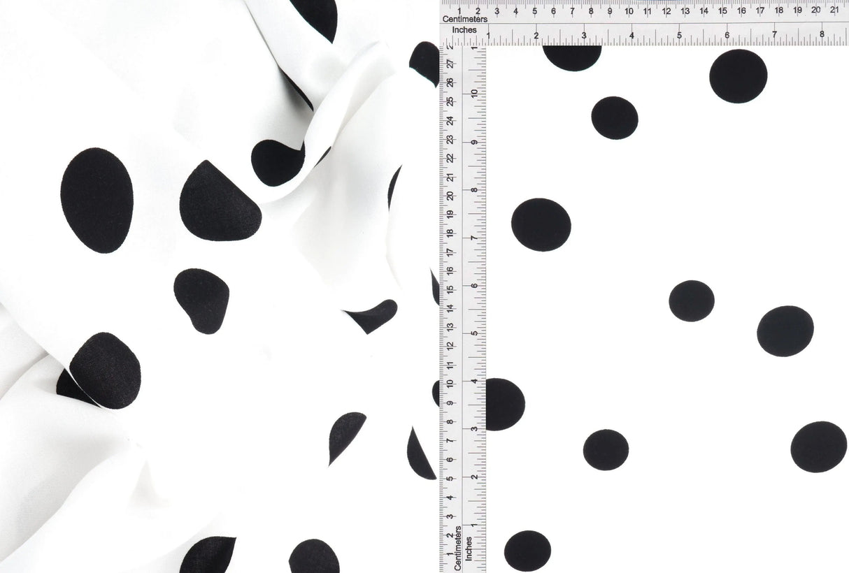 1 Yard Rayon Challis Polka Dot Print Fabric, 54? Wide 100% Rayon