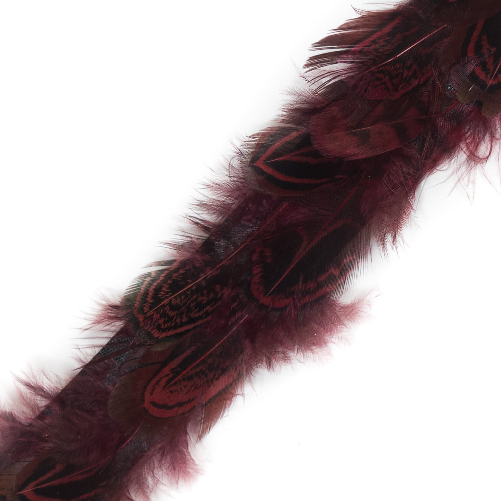 Red and Black Pheasant Feather Trim - 1"