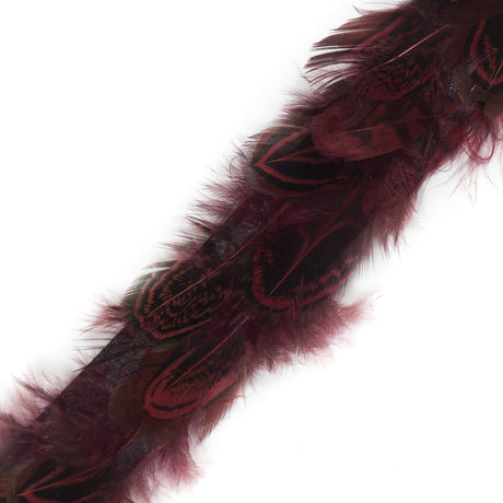 Red and Black Pheasant Feather Trim - 1"