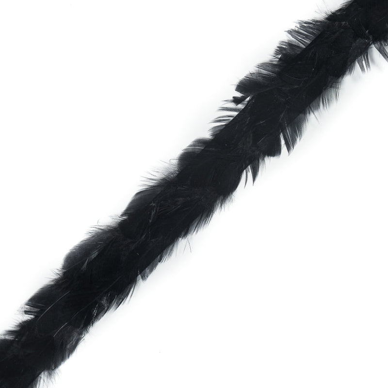Black Hen Feather Trimming - 1"
