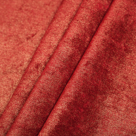 Short Pile Fire Engine Metallic Polyester Blended Velvet