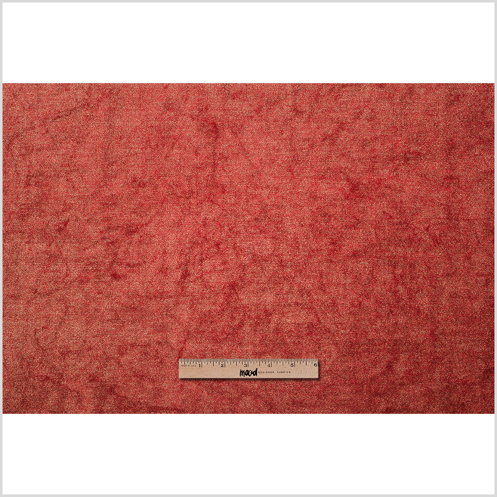 Short Pile Fire Engine Metallic Polyester Blended Velvet