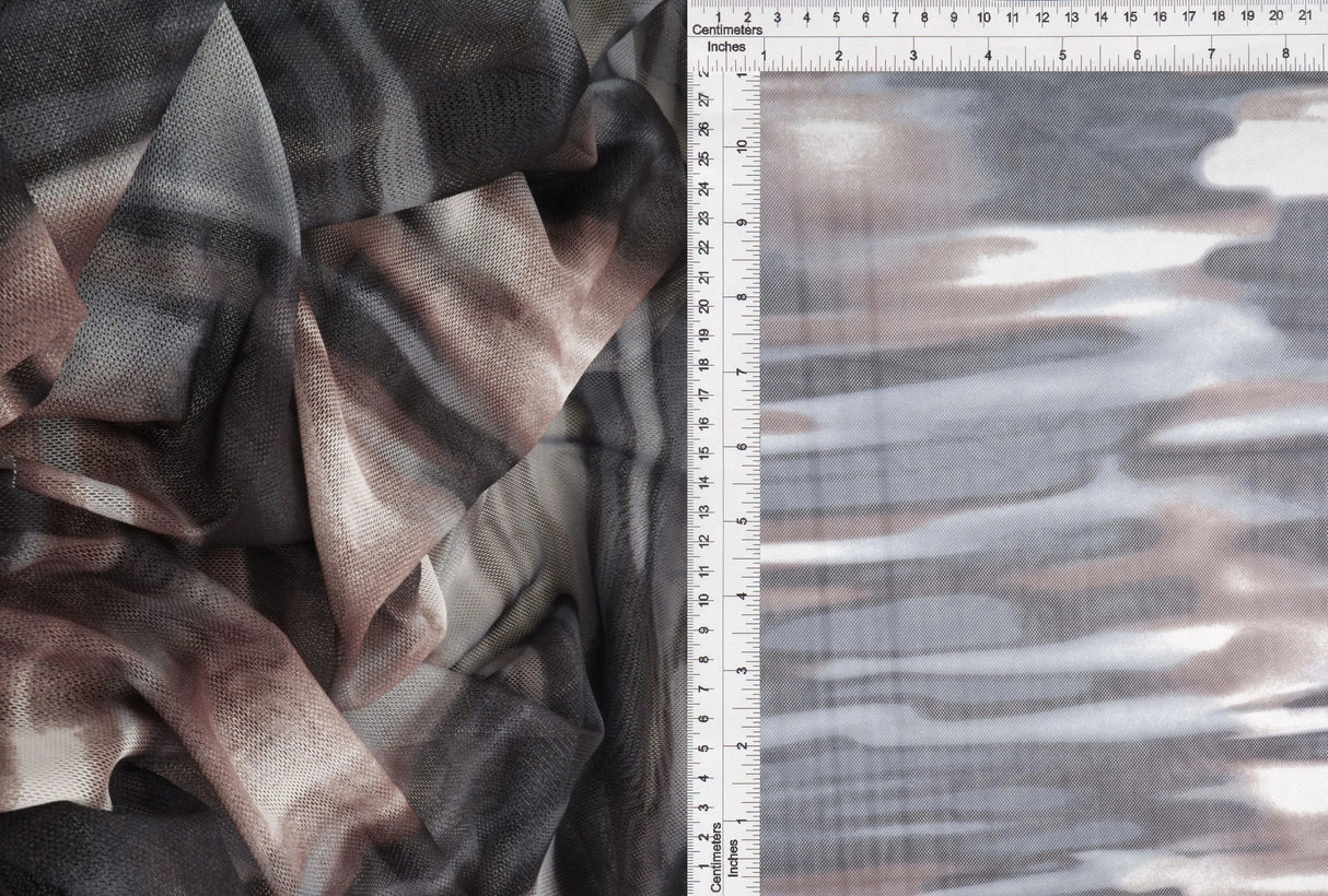 1 Yard Digital Abstract/Tie Dye Mesh Knit Fabric, 56/58? Wide Polyester Spandex Blend