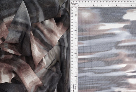 1 Yard Digital Abstract Tie Dye Mesh Fabric, 56/58? Wide Polyester Spandex Blend