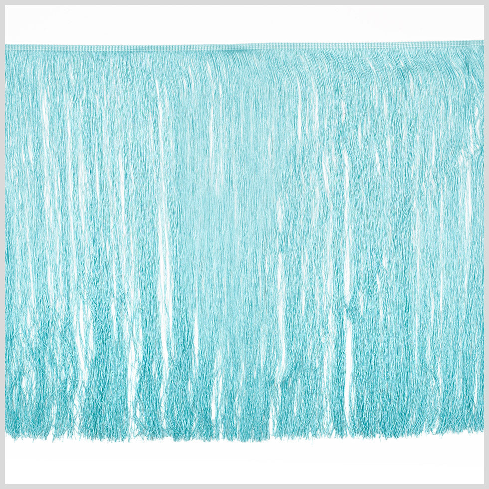 European Chainette Fringe Trim - 24" - Aqua Blue - Lindsay Collection