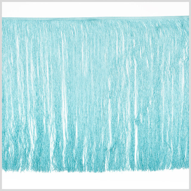 European Chainette Fringe Trim - 24" - Aqua Blue - Lindsay Collection
