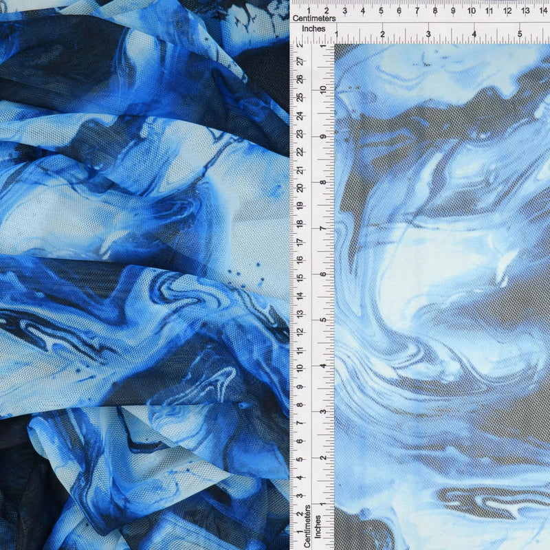 1 Yard Digital Abstract Mesh Fabric, 54'' Wide Polyester Spandex Blend