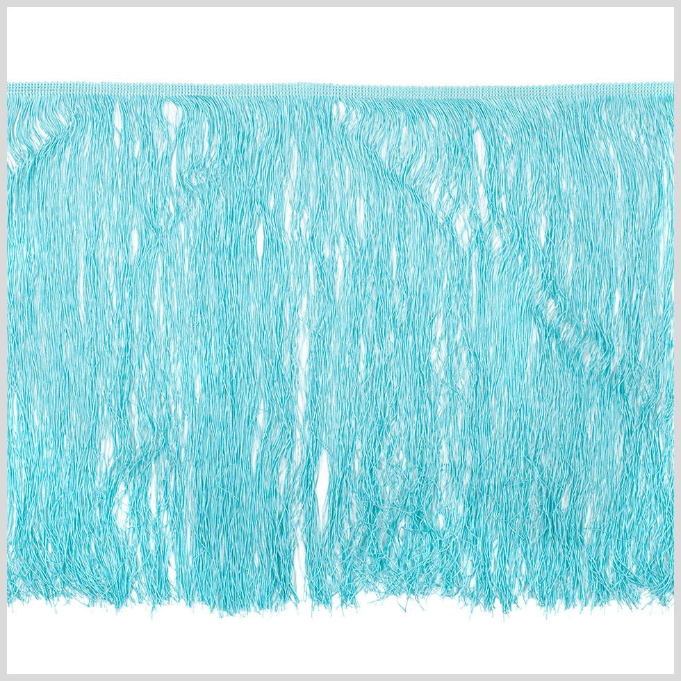 European Chainette Fringe Trim - 16" - Aqua Blue - Lindsay Collection