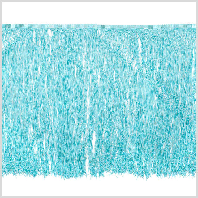 European Chainette Fringe Trim - 16" - Aqua Blue - Lindsay Collection