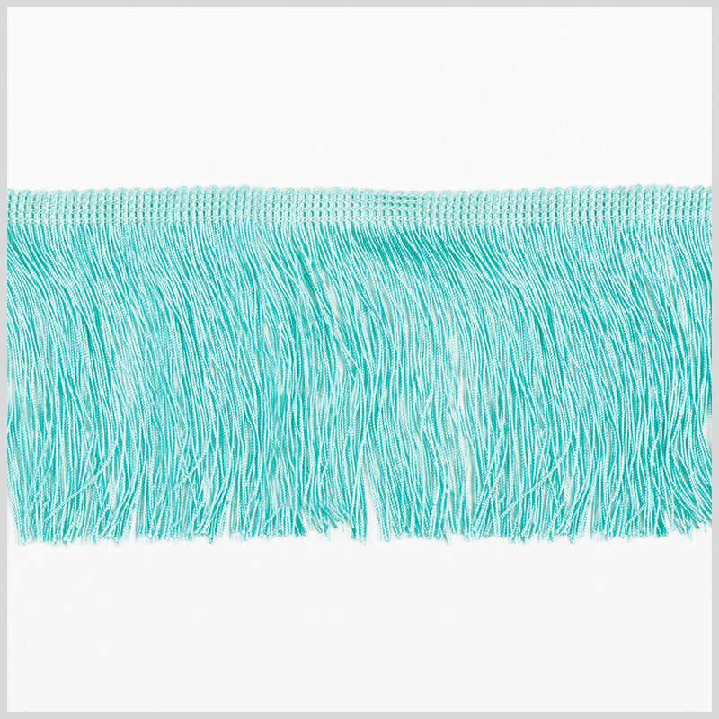 European Chainette Fringe Trim - 4" - Aqua Blue - Lindsay Collection