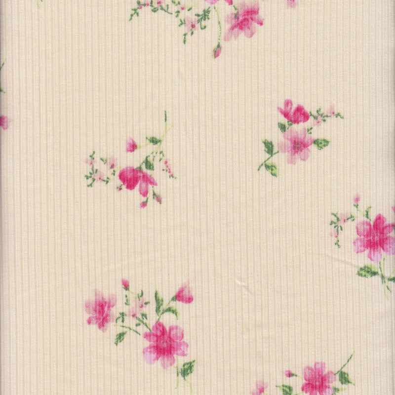 1 Yard Yummy Rib Ditsy Flower Print Fabric 170 GSM Polyester Spandex 58/60" Width