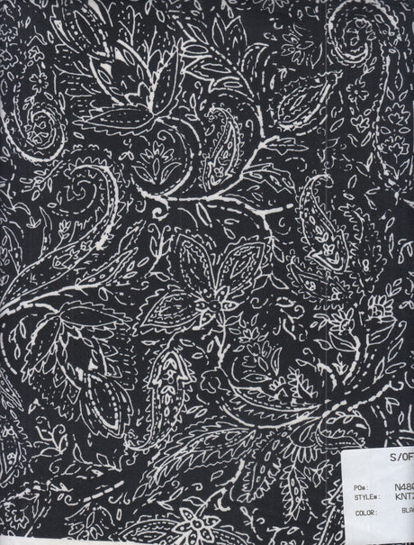 Paisley Print DTY Brushed Knit Black