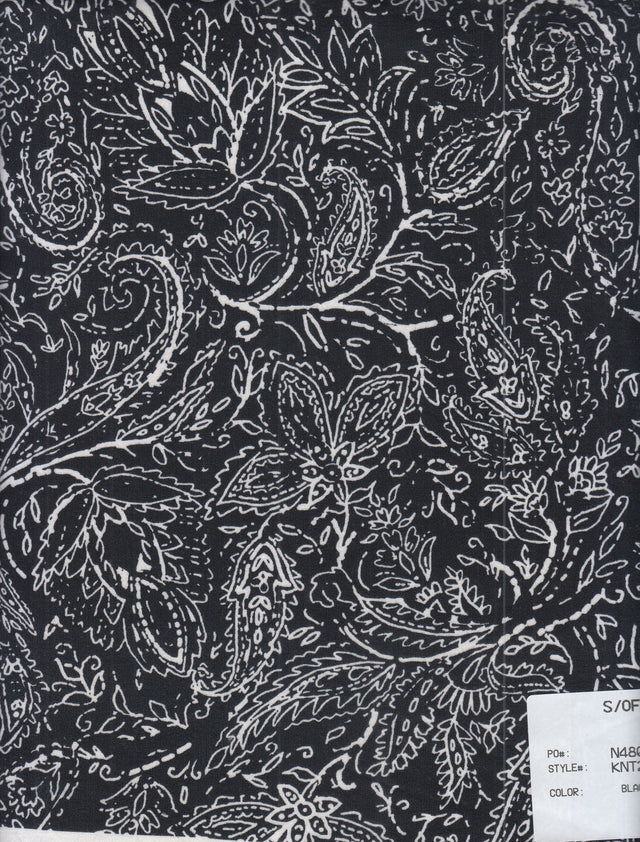 Paisley Print DTY Brushed Knit Black