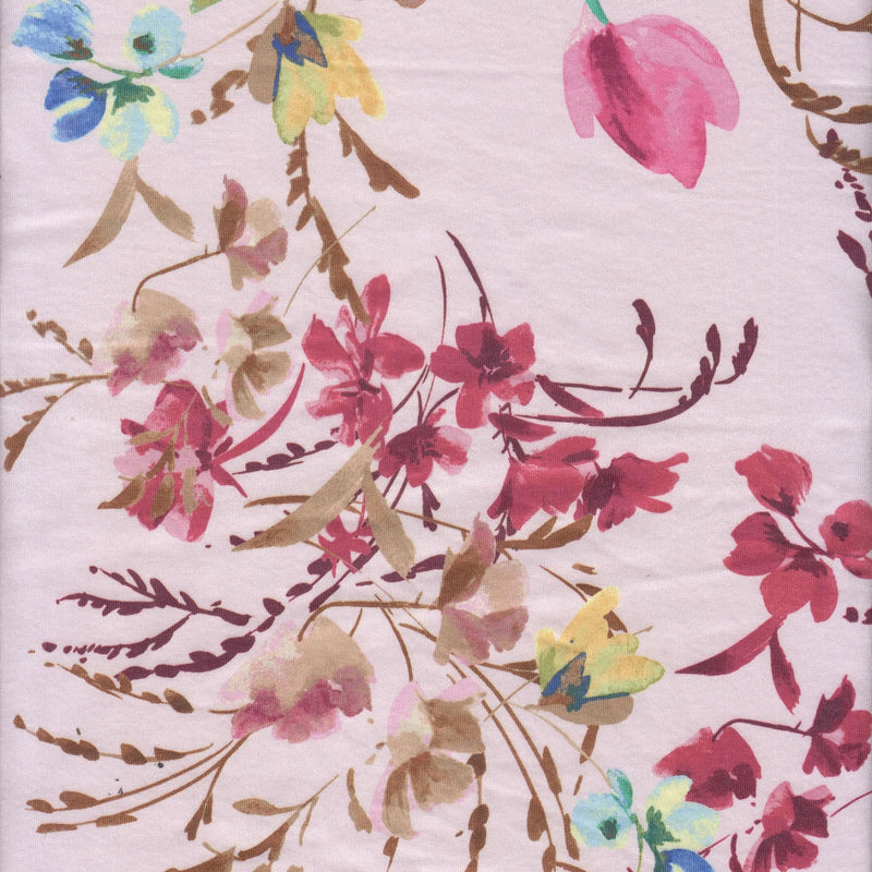1 Yard DTY Brushed Digital Floral Print Knit Fabric, 58/60'' Wide Polyester Spandex Blend